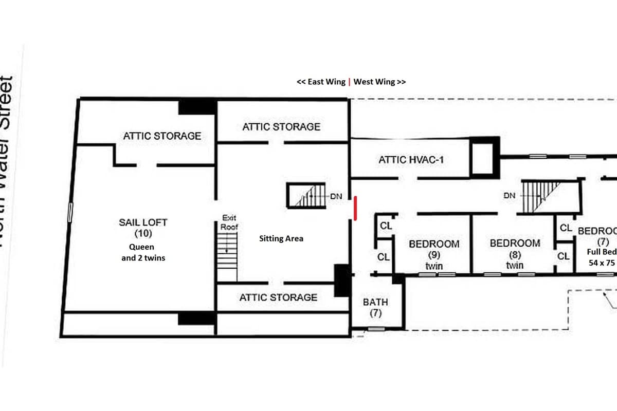 3rd Floor Plan showing East & West Wings
