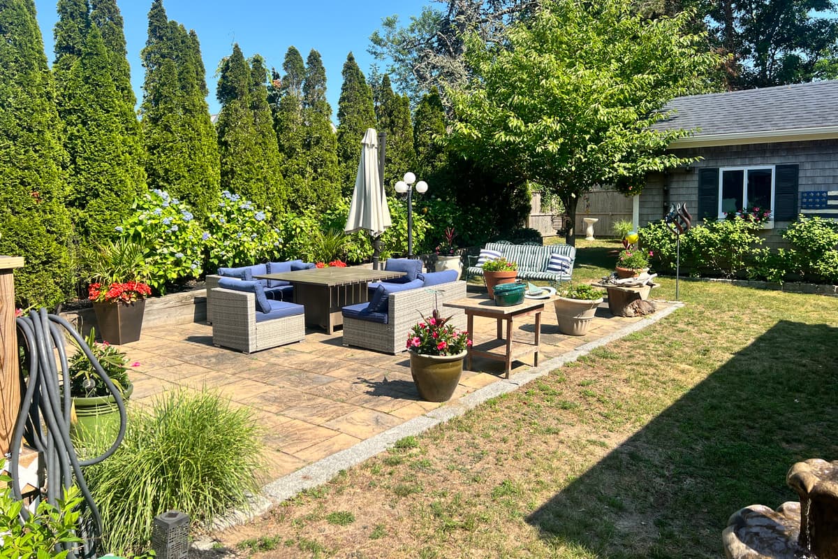 Spacious garden patio, perfect for outdoor dining