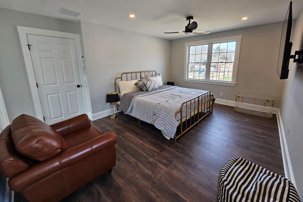 Primary bedroom with king bed