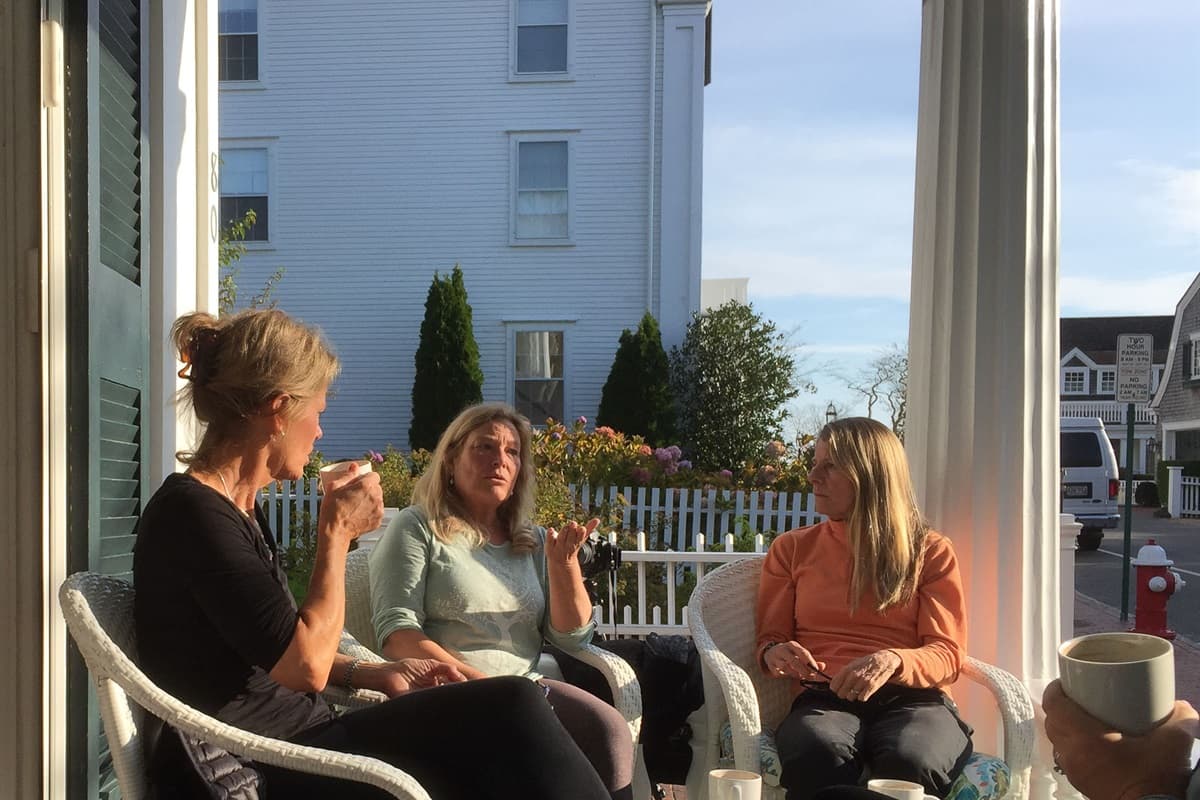 Friends on the Front Porch enjoying coffee in the morning