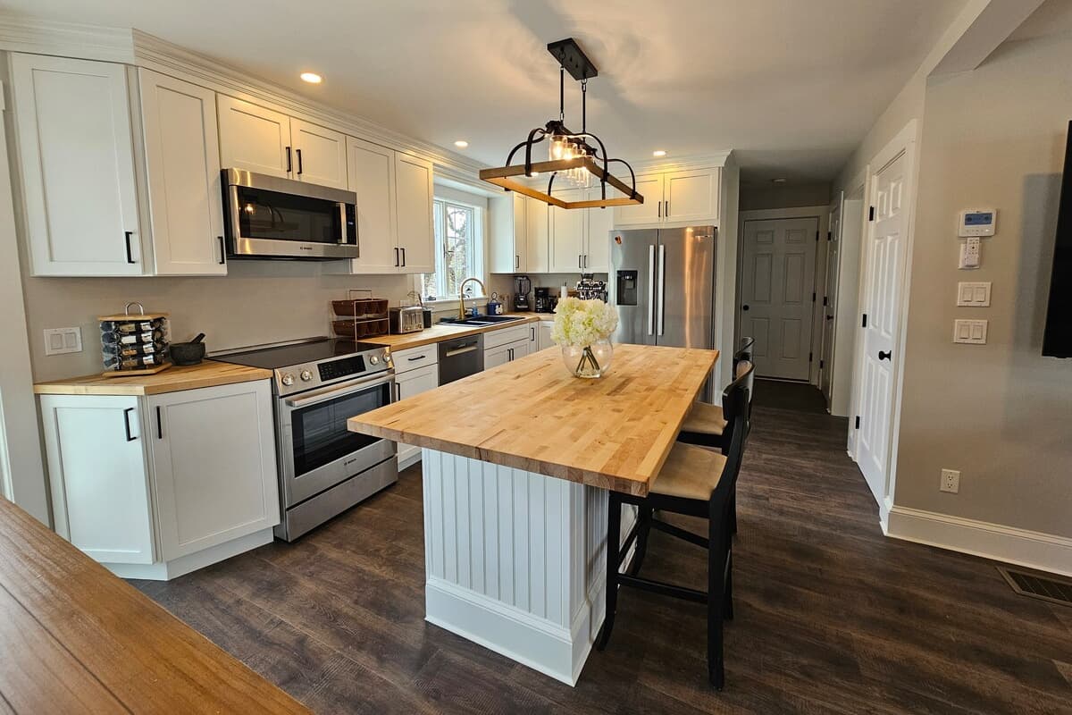 Kitchen with stainless steel appliances